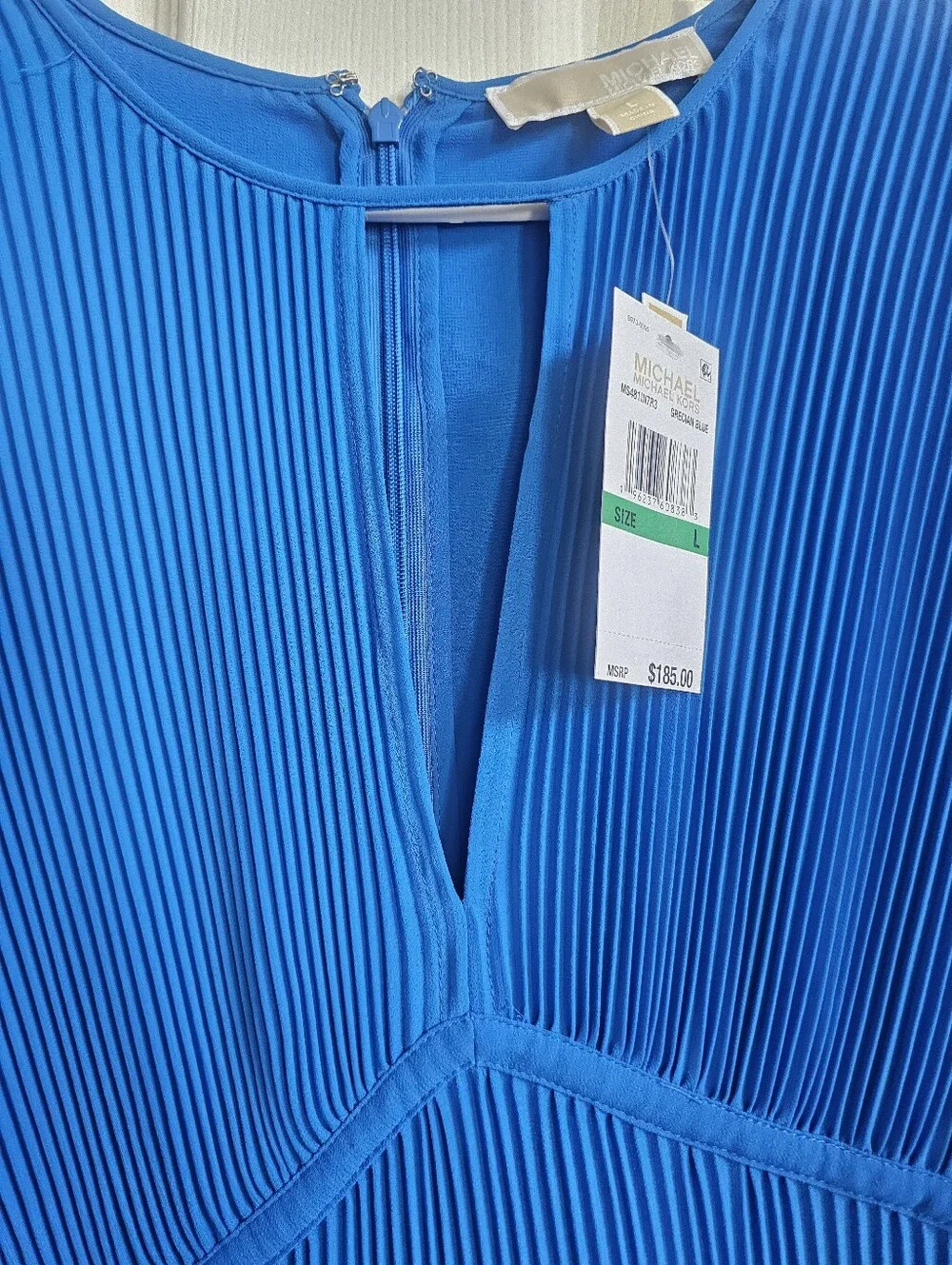 Pleated Long-Sleeve Dress - Royal Blue